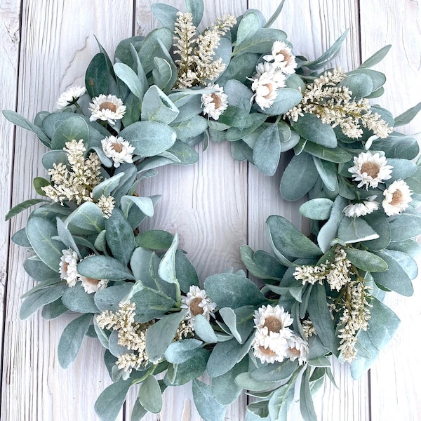 Fall lamb’s ear wreath, neutral autumn wreath front door, fall farmhouse wreath, indoor farmhouse wreath for fall, year round wreath decor