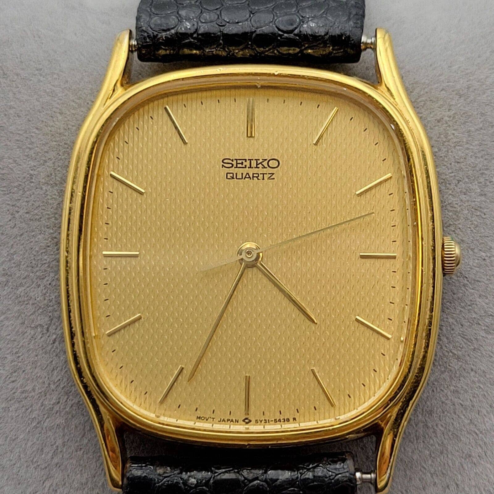 ［めぐ］Sepiatone VI op.#5 Seiko Analog Quartz Watch 5Y31-5160 Square Bezel Dial Gold
