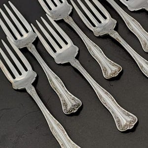 Salad Forks Queen Elizabeth 1908 Silverplate 7 pc Set National Silver Co