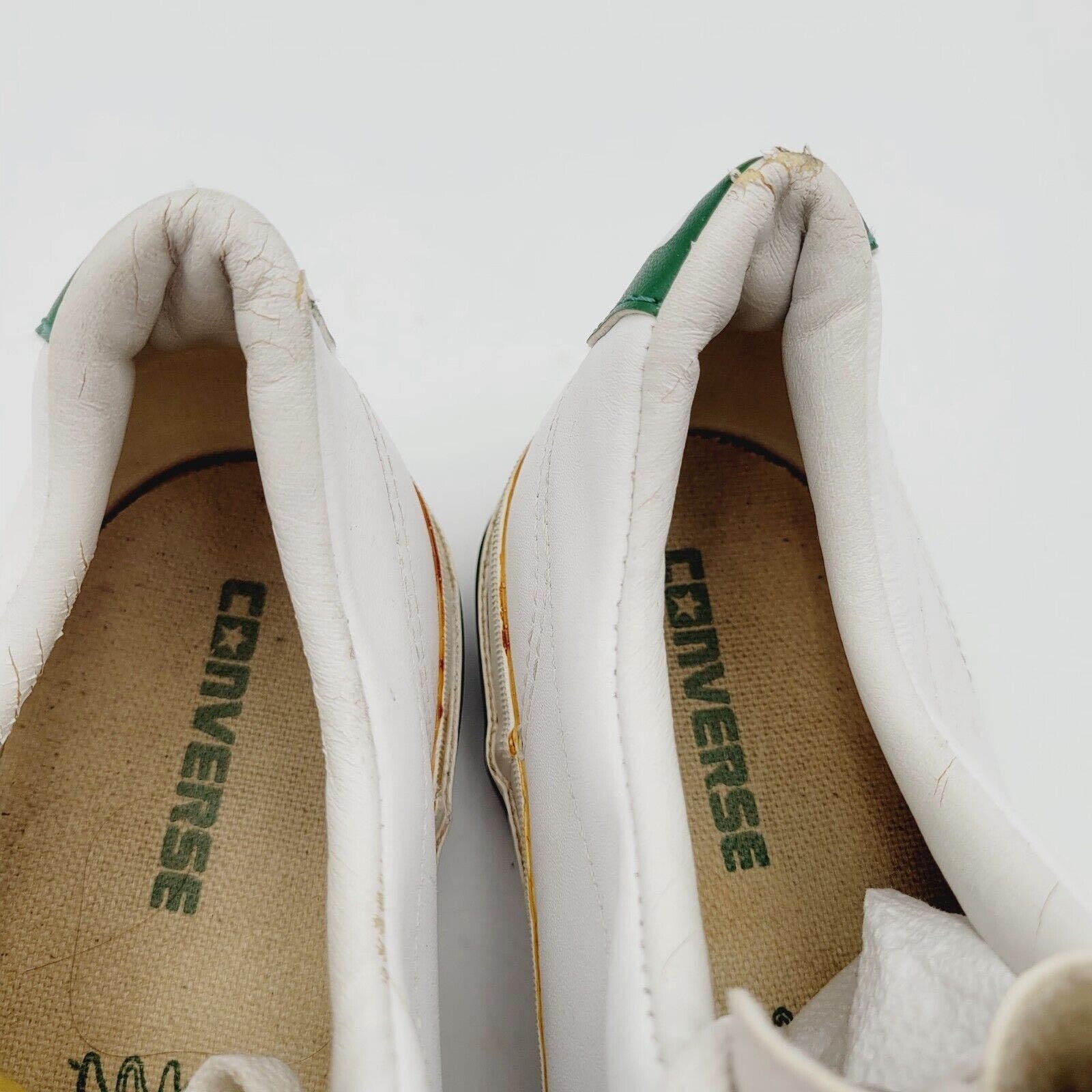 Converse Pro All Star Leather Sneakers White Green Rare Size 