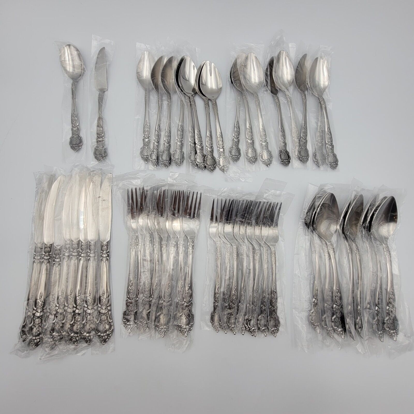 Vintage NS National Stainless Flatware Set: Rose & Leaf, 50 Pcs - Etsy