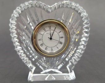 Horloge de bureau en forme de coeur VTG Waterford Crystal Ireland, pile neuve