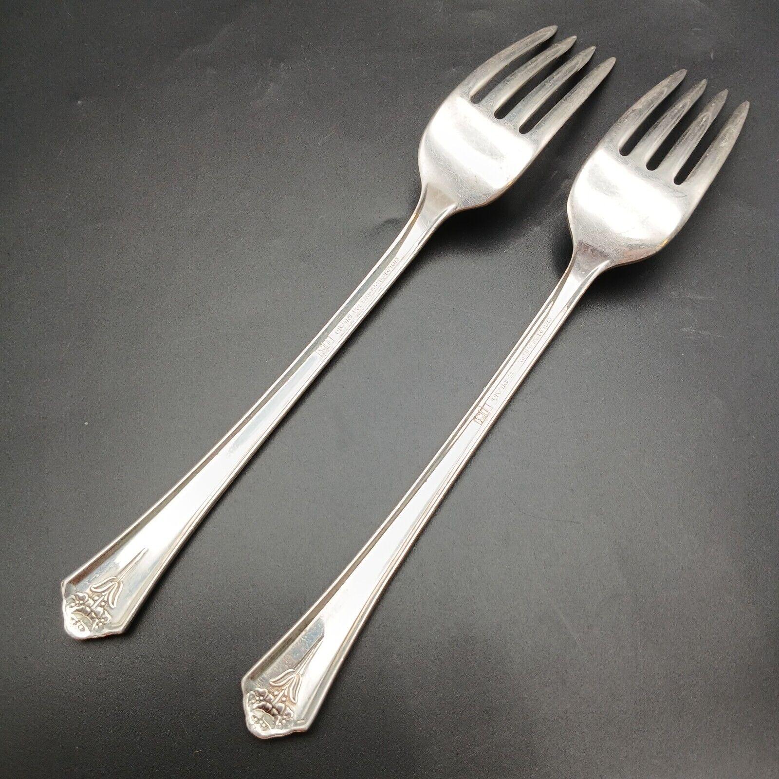 Set 2 Holmes and Edwards SPRING GARDEN Salad FORK Flatware