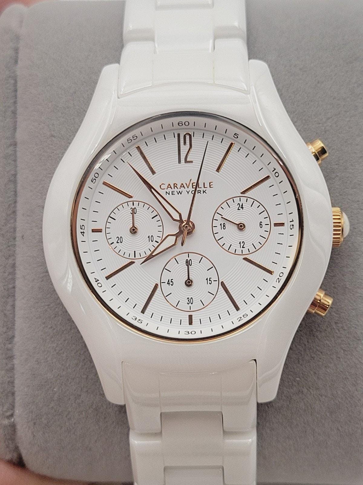 Caravelle New York Women\'s White Ceramic Chronograph Watch Caravelle New York Ladies main image 3