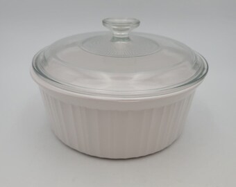 Vtg Corning Ware French White 2.5 Quart Round Covered CASSEROLE F-1-B