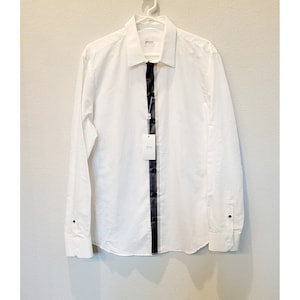 Armani Collezion Mens Shirt Manica Lunga White & Gray Size Large NEW Limited Edition