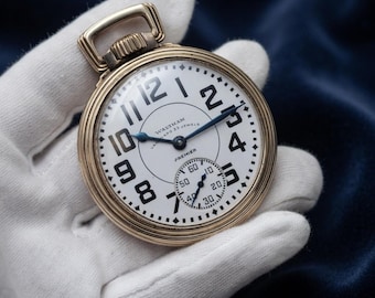 Rare Waltham Premier Vanguard Pocket Watch 23 Jewels Railroad Grade 10K GF