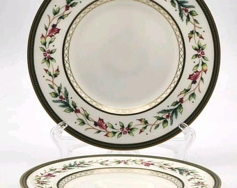 Set of 2 Fitz and Floyd Winter Holiday Bread & Butter Plate Gravy Underplate