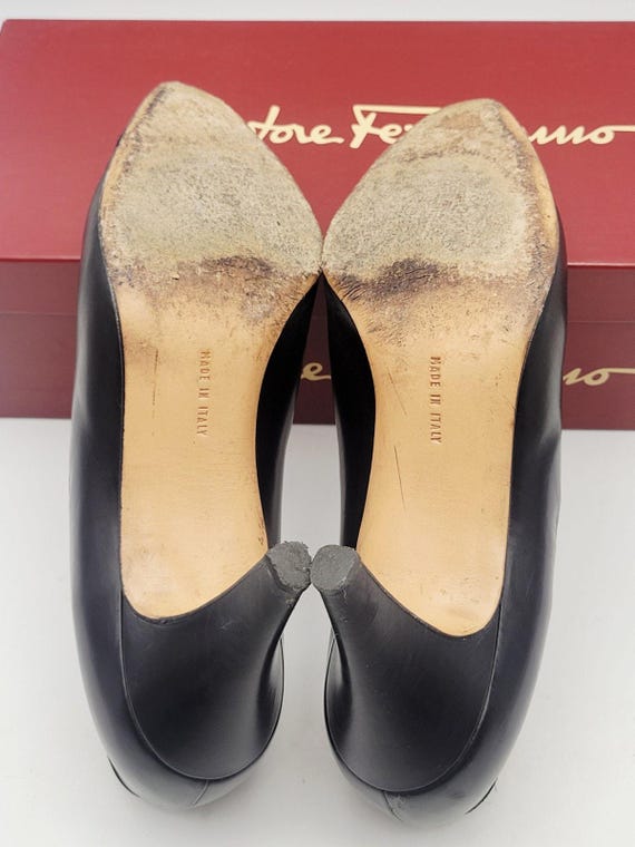 【サルヴァトーレ フェラガモ】パンプス　黒リザ－ド7C サルヴァトーレ フェラガモ ブラックレザー＆リザード