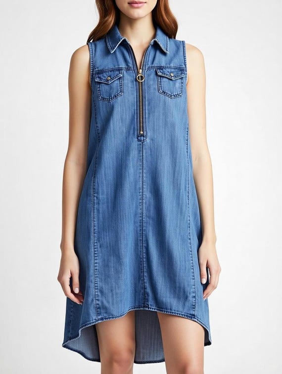 inc international concepts denim dress INC International Concepts Puff-Sleeve Buttoned Dress Denim Size 0 NWT