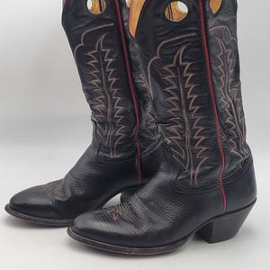 Tony Lama Black Mens Leather Western Boots Size 9.5 D Style 6361 Vintage