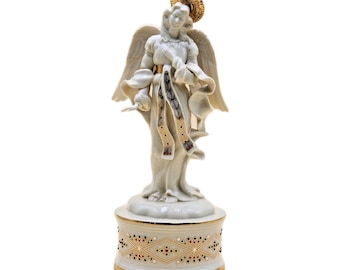 Lenox China Jewels Angel of Glory Vintage speldosa guldfärgad figurin Vintage