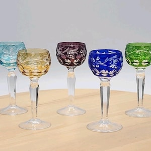 Juego de copas de cristal checo estilo bohemio vintage para licor: Copas de licor Rainbow Grapevine imagen 6