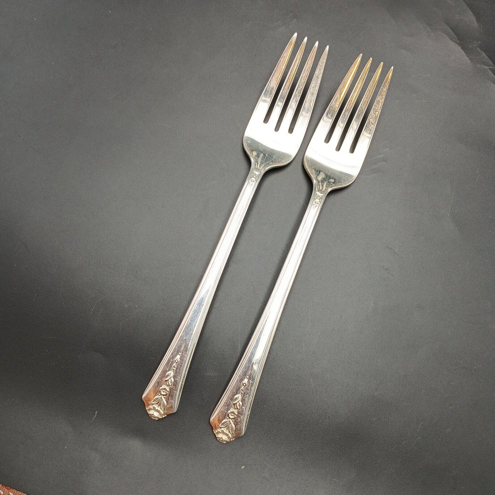 Set 2 Holmes and Edwards SPRING GARDEN Dinner FORK Flatware