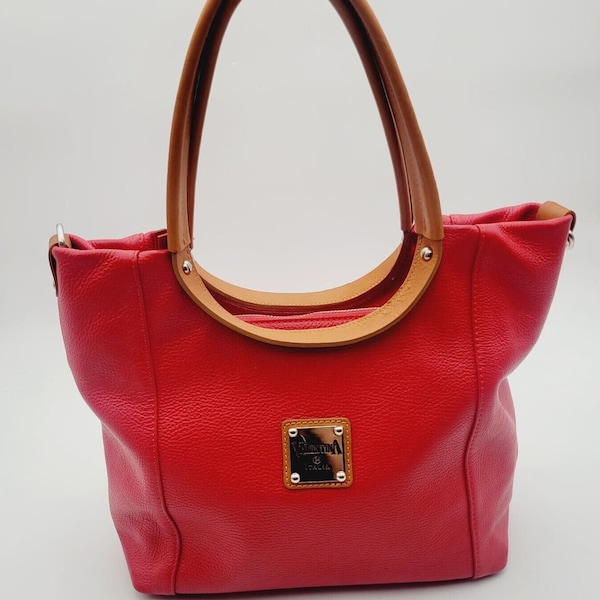 Valentina Italy Handbag Red Leather Satchel Shoulder Bag Purse