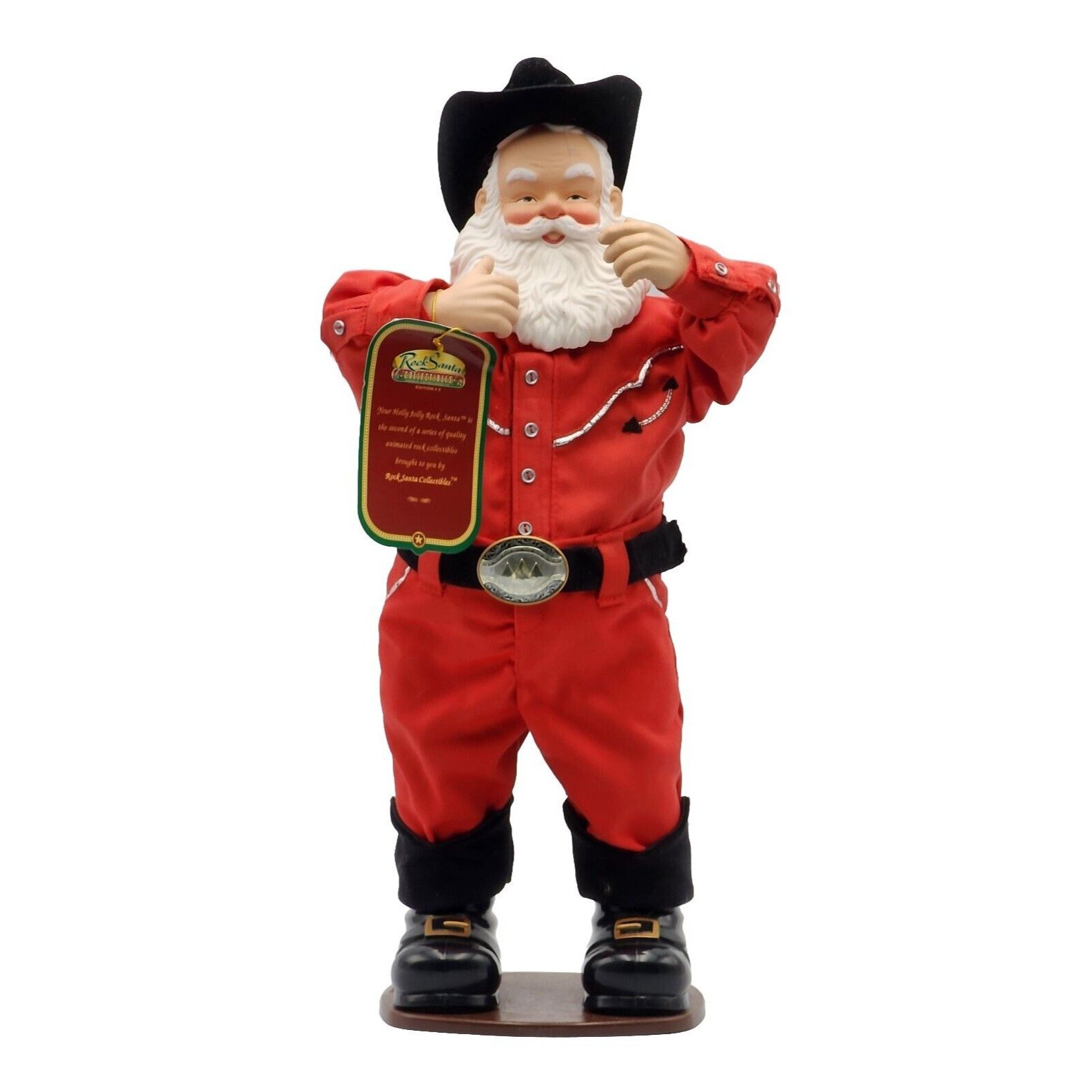 Holly Jolly Rock Santa Allen Jackson Animated Dancing Cowboy VTG