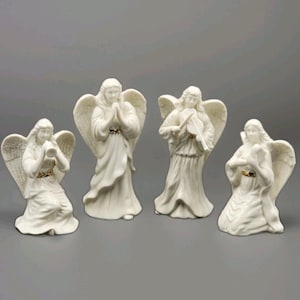 Lenox Porcelain Angels Set of 4 Musical & Praying Figurines White w/ Gold Accent