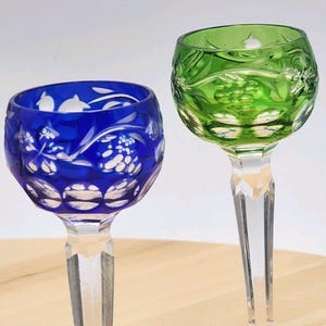 Juego de copas de cristal checo estilo bohemio vintage para licor: Copas de licor Rainbow Grapevine imagen 8