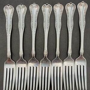Dinner Forks Queen Elizabeth 1908 Silverplate National Silver Co 7 Pc Set