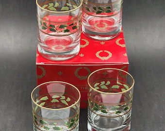 Set di 4 bicchieri Old Fashioned doppi Holly Holiday Royal Limited, scatola originale