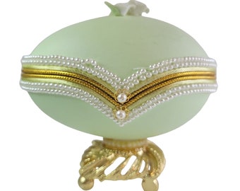 VTG Russia jewelry  Collections Faberge Inspired green/White Pearl egg