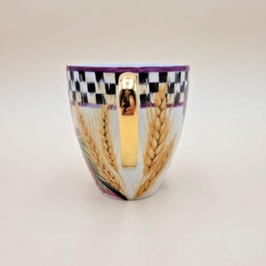 MacKenzie-Childs Pheasant Run Morning Glory Mug Tumbler Courtly Check Gold RARE image 5