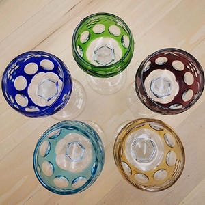Juego de copas de cristal checo estilo bohemio vintage para licor: Copas de licor Rainbow Grapevine imagen 3
