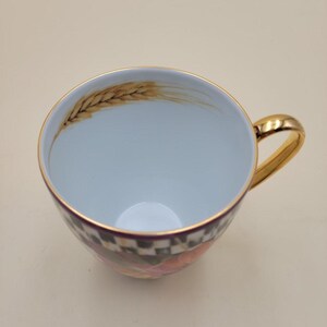 MacKenzie-Childs Pheasant Run Morning Glory Mug Tumbler Courtly Check Gold RARE image 8