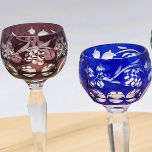 Juego de copas de cristal checo estilo bohemio vintage para licor: Copas de licor Rainbow Grapevine imagen 10