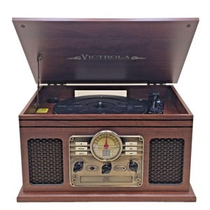 Victrola VTA-200B 6-in-1 Bluetooth Turntable Record Player CD Radio AUX – Works