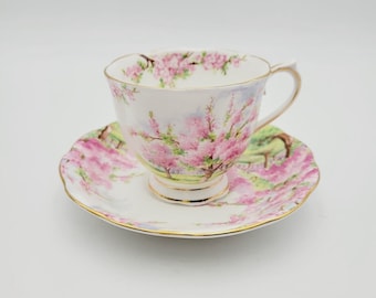Royal Albert tea cup & saucer fine china Blossom Time England Collectors Vtg