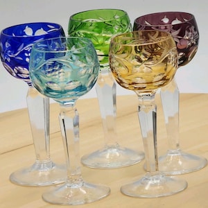 Juego de copas de cristal checo estilo bohemio vintage para licor: Copas de licor Rainbow Grapevine imagen 2