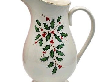 Lenox American by Design Holiday Pitcher 28 cm Holly Berry guldfärgad kant SE BILDER