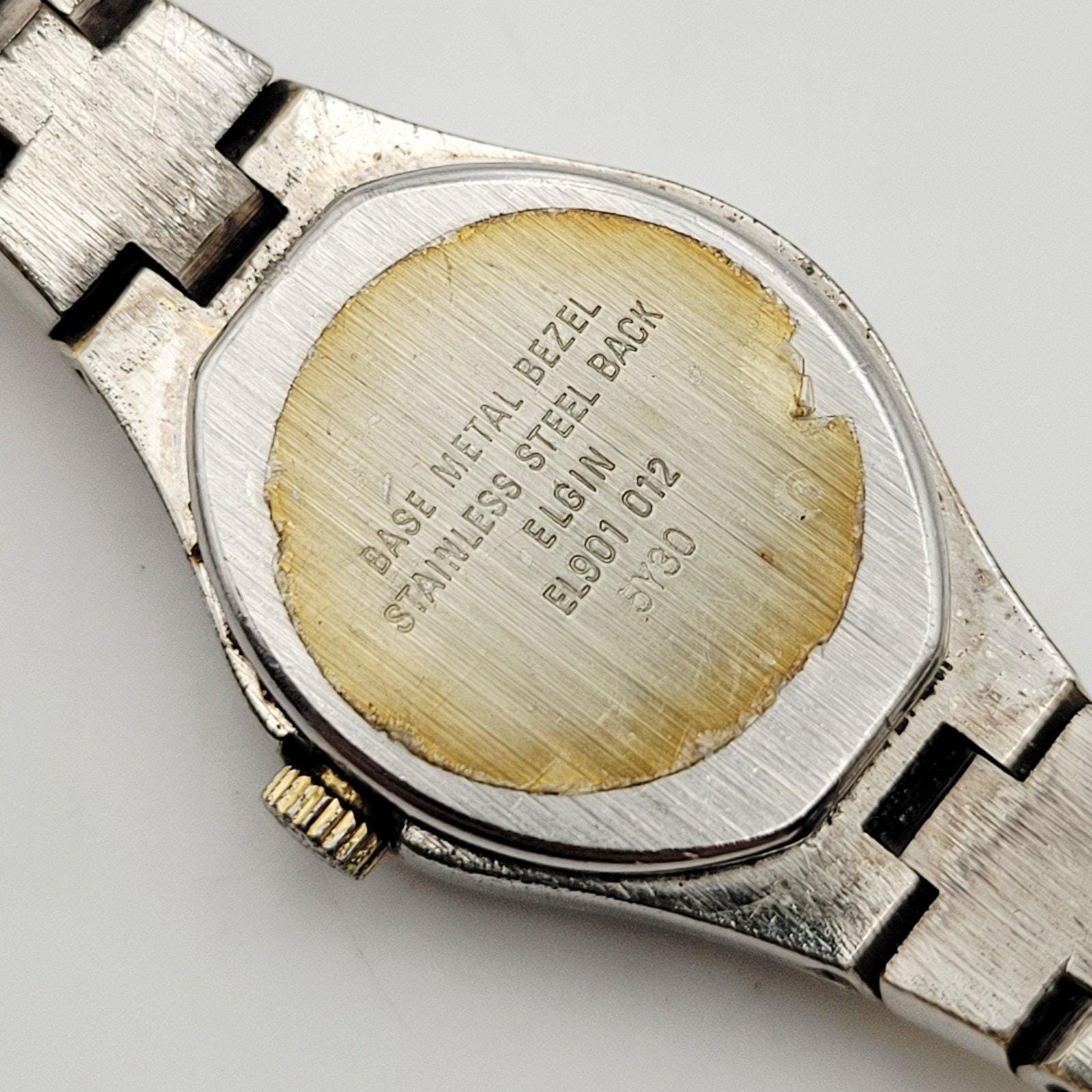 Elgin EL901-012 5Y30 Watch Woman\'s Quartz Two Tones Vintage New Battery Elgin Quartz Oval Wristwatches for sale | eBay main image 3
