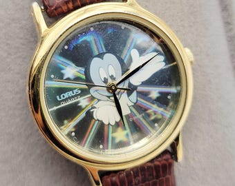MICKEY MOUSE LORUS WATCH LEATHER BAND VINTAGE HOLOGRAPHIC HOLOGRAM s-l400.jpg main image 4