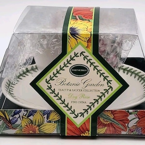 Portmeirion Botanic Garden Teetasse & Untertasse Dog Rose Brandneu In Box Kaffee Tee