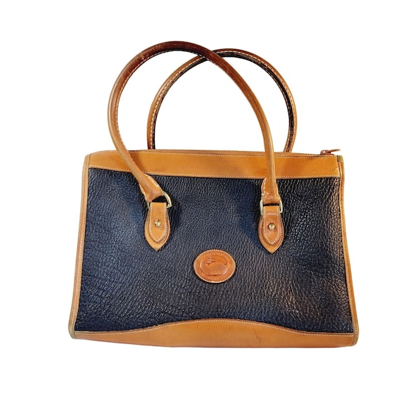 Vintage Dooney Bourke Black and Camel All Weather Pebbled