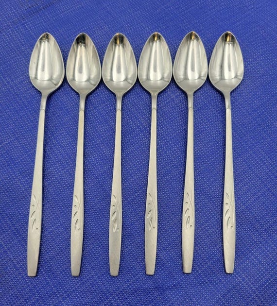 Oneida Will O' Wisp Iced Teaspoon Set 6 Stainless Flatware Rare