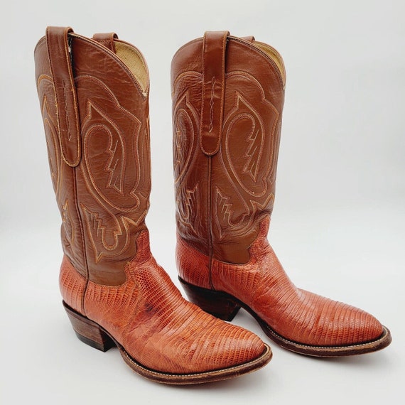 Cowtown Mens Size 8 D Brown Leather Lizard Cowboy Western Boots Cowtown Mens Size 8 D Brown Leather Lizard Cowboy Western  main image 3