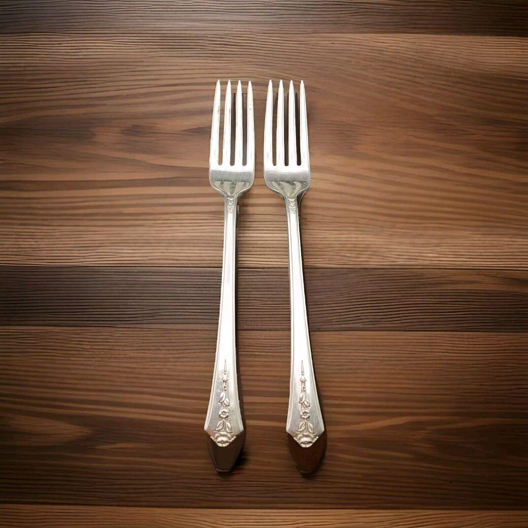 Set 2 Holmes and Edwards SPRING GARDEN Salad FORK Flatware