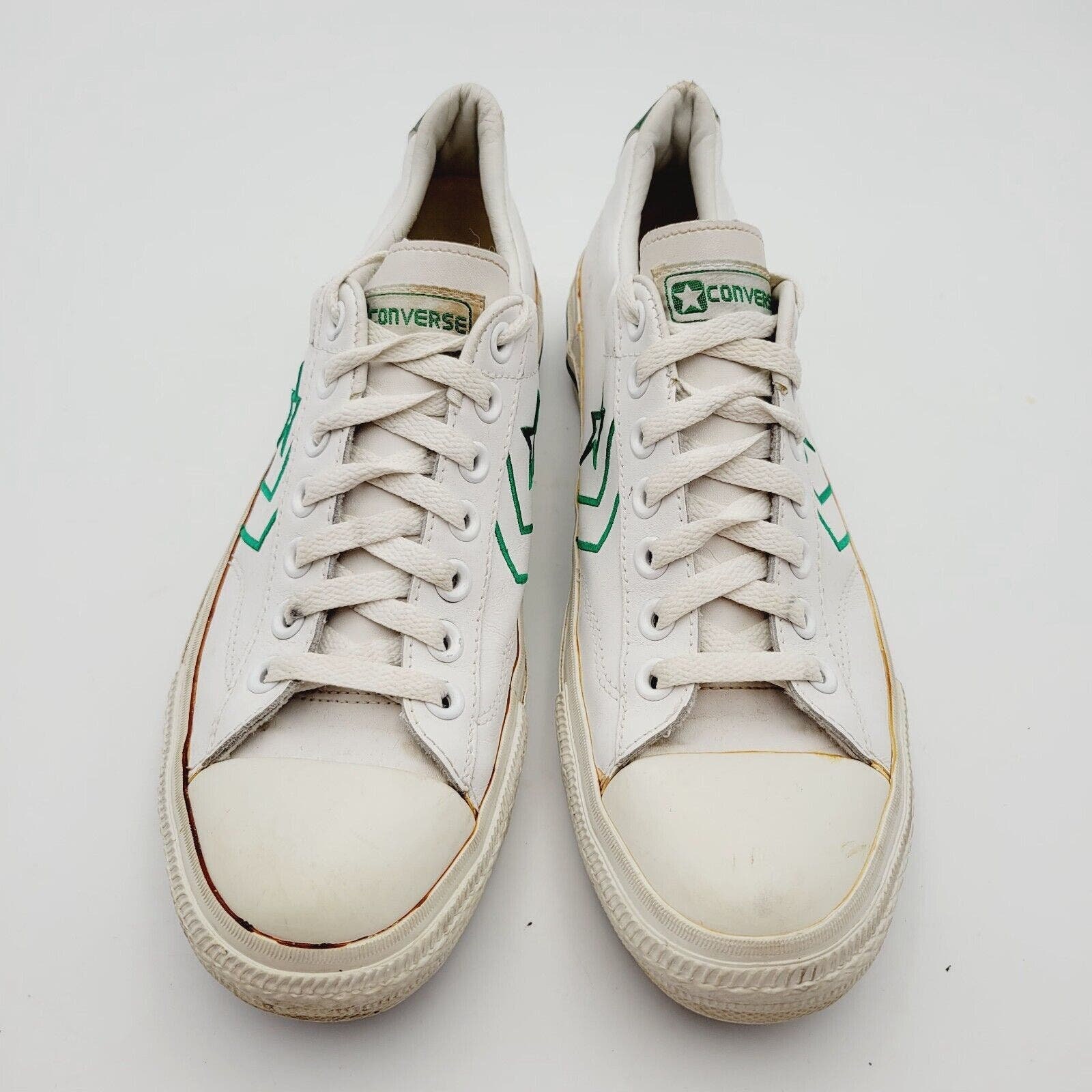 Vtg 70s Converse Pro All Star Leather Sneakers White Rare Size 9.5 Green Converse Pro All Star Leather Sneakers White Green Rare Size  main image 3