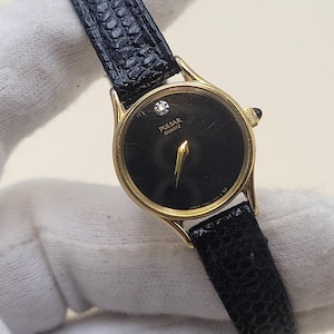 Vintage Pulsar GoldPlated Women’s Watch Black Dial Diamond Accent “New Battery” Pulsar Gold Filled Wristwatches with Vintage for sale | eBay main image 2