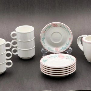 Villeroy & Boch White Demitasse Cup and Saucer Set with Creamer 13 Pcs Germany