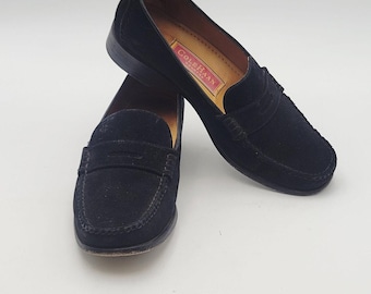 Cole Haan Women's Black Suede Loafers Sz 7 B Made In Brazil Vintage