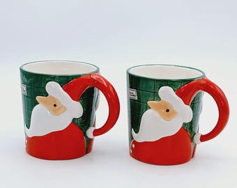 Avdelning 56 Jultomten VARM CHOKOLA MUGG Kaffe Handmålad Set om 2