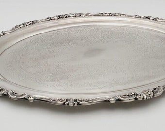 Wallace Baroque Silver Plate Footed Butler Tray 294 Buffet Serving Platter 29"L