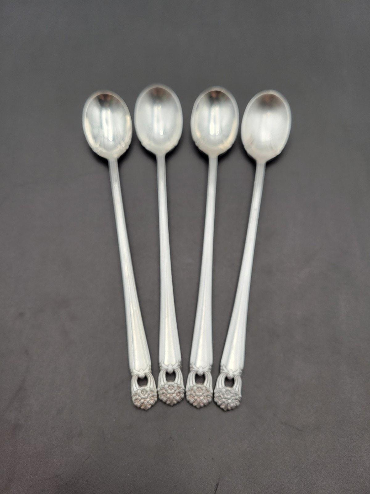 Eternally Yours Pattern by 1847 Rogers Silverplate Set of 4 Iced Tea Spoons VTG