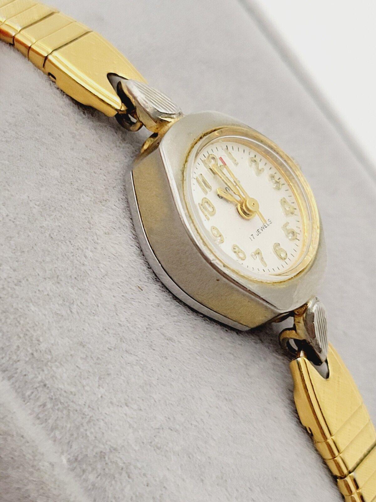 Vtg Benrus Art Deco Style Ladies 17 Jewels Gold Tone Running Manual Wind Watch Vintage Ladies BENRUS Watch 17 Jewels Fancy Case and Lugs  main image 3