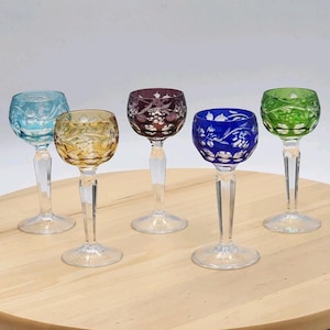 Juego de copas de cristal checo estilo bohemio vintage para licor: Copas de licor Rainbow Grapevine imagen 7