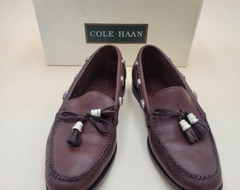 Cole HAAN Country Brown Anissa Tassel Slip-On Loafer Gr. 8 N Leder Brasilien Vintage